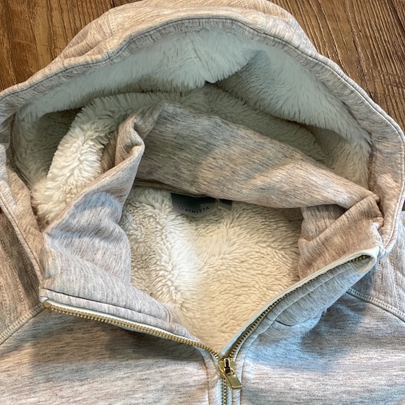 SOFT AND WARM Athleta Luxe Zip Up Hooded Jacket, Size Petite Large - Picture 3 of 9